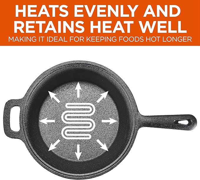 Commercial Chef 2-Qt. Saucepan with Lid, Pre-Seasoned Cast Iron, Integrated Handles, Works on All Cooktops Including Induction, Outdoor Skillet for Campfires or Grills, CHCI20 - Image 6