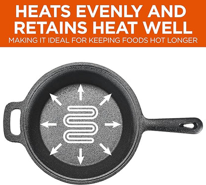 Commercial Chef 2-Qt. Saucepan with Lid, Pre-Seasoned Cast Iron, Integrated Handles, Works on All Cooktops Including Induction, Outdoor Skillet for Campfires or Grills, CHCI20 - Image 6