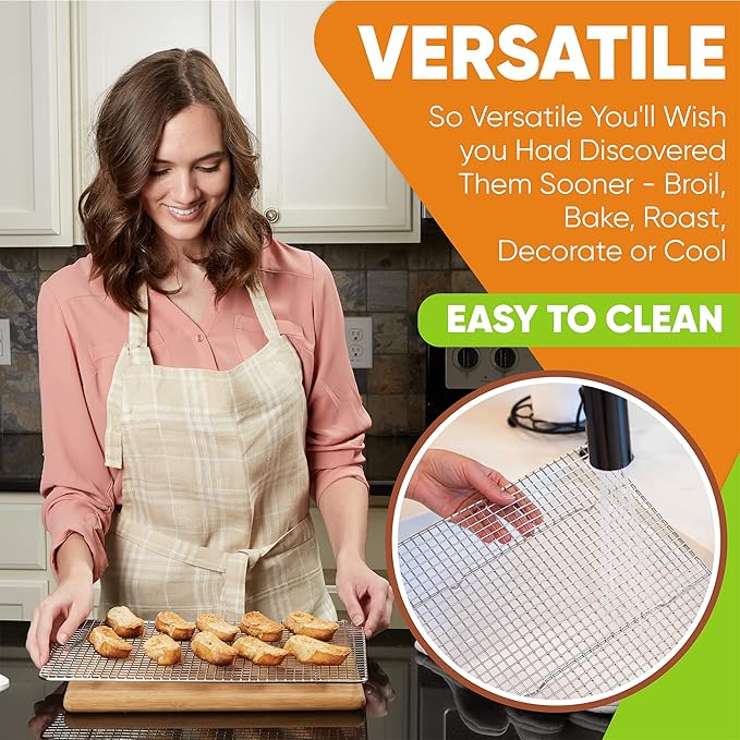 Spring Chef 10 x 15 Inch Stainless Steel Cooling Rack for Cooking & Baking - Heavy Duty Cookie Cooling Rack for Kitchen - Oven Safe - Fits Jelly Roll Pan - Dishwasher Safe - Image 4