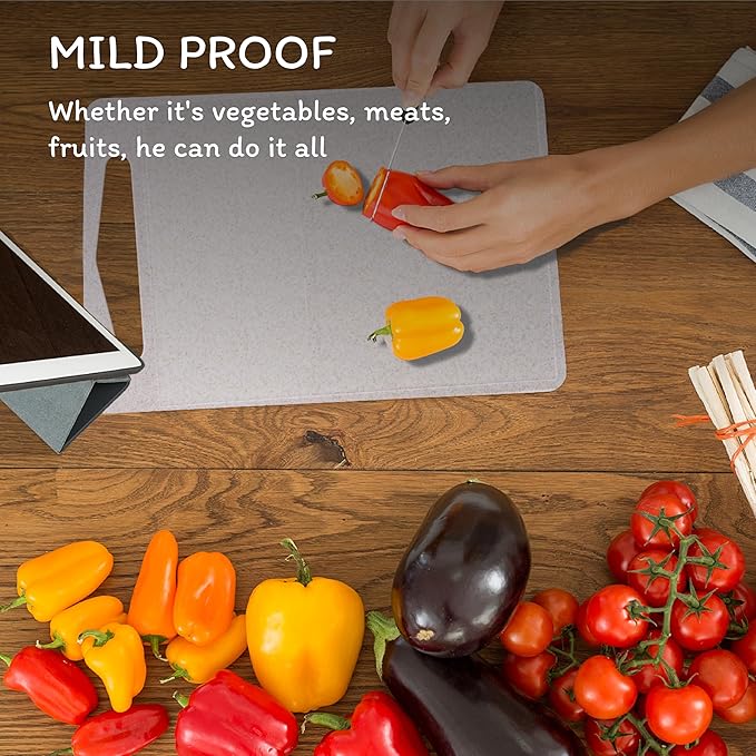 Cutting Board for Kitchen, Wheat Straw Fiber Cutting Board, Dish Washer Safe, w/Juice Grooves for Meat, Veggies,Easy Grip Handle, Non-slip Surface,Eco-friendly,Serveware Accessories(11.8‘x7.3‘)