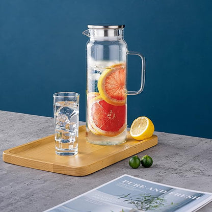 Set of 2 Glass Pitcher with Lid,2 Quart (64 oz / 1.9 Liter) Leak Proof,Glass Water Jugs, BPA-Free,Microwave & Dishwasher Safe Pitcher,Sun & Iced Tea, Sangria,Cold Brew Coffee & More - Image 3