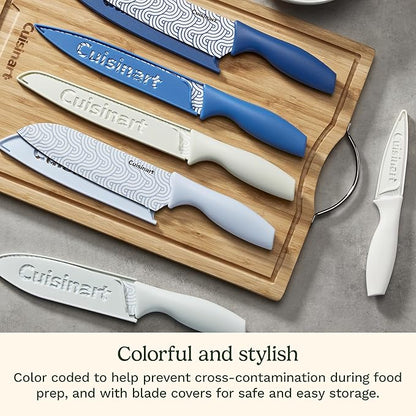Cuisinart Advantage 12-Piece Kitchen Knife Set, Professional-Quality Nonstick Coated Stainless Steel Knives with Covers, Nonstick Color Coating for Easy Slicing, Ergonomic Handles, G1022-12BW - Image 4