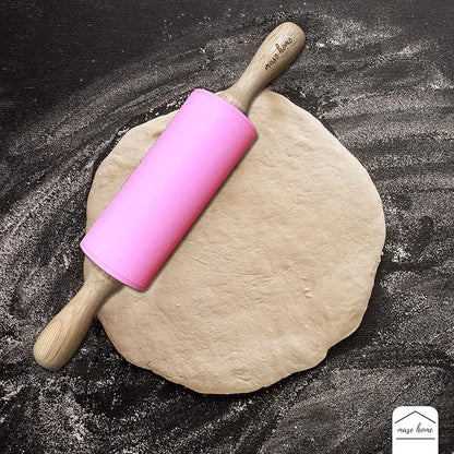Mini Silicone Rolling Pin for Kids Baking – | Ideal for Toddlers, Playdough, Clay, Cookies & Pastry - 9" Small Size (Pink)