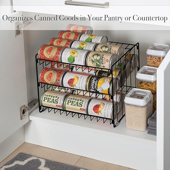 Kitchen Details 3 Tier Can Organizer | Canned Food Storage Rack | Kitchen Cabinet and Pantry Organization | Holds 36 Cans | Space Saving | Onyx - Image 3