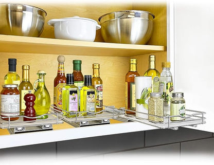 LYNK PROFESSIONAL® Pull Out Spice Organization for Cabinets - 8-3/8 inch Wide – Spice Rack for Inside Cabinets, Slide Out Spice Rack Organizer for cabinet – Pull Out Spice Rack, Sliding 1 Tier Chrome - Image 8