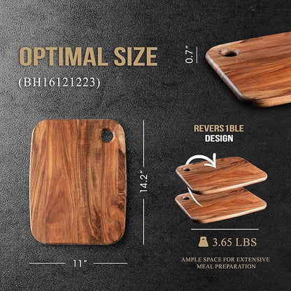 Wood Cutting Boards for Kitchen,JAMES.F Acacia Wooden Heavy Duty Cutting Board, Wooden Chopping Boards Serving Boards with Hang Hole for Meat, Bread or Vegetables (Medium,14.2" x 11" x 0.7")