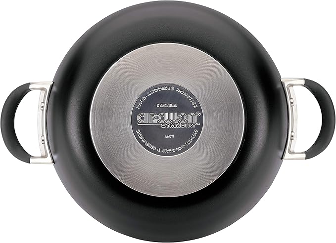 Circulon Symmetry Hard-Anodized Nonstick Induction Casserole Pan with Lid, 5.5-Quart, Black