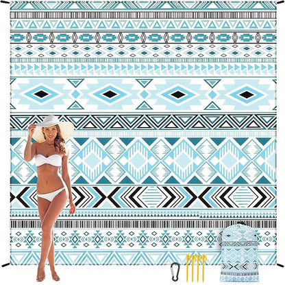 HIHOHO Beach Blanket Waterproof Sandproof Extra Large Beach Mat 79" X 83"/120"x108"for 1-8 Adults Quick Drying Durable Outdoor Picnic Mat for Beach Travel Camping Hiking