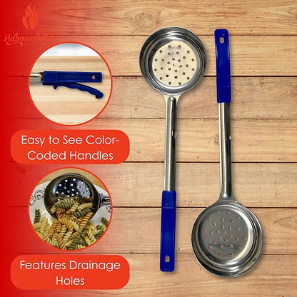 8 Ounce Slotted Stainless Steel Portion Control Ladle Spoon for Measuring and Serving; Commercial Grade Serving Scoops [Pack of 2] - Image 2