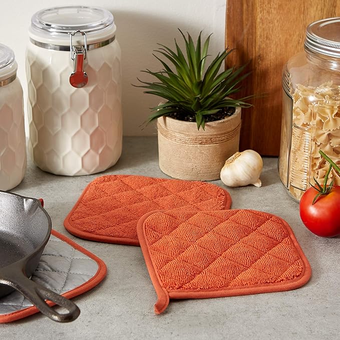 DII Basic Terry Collection Quilted 100% Cotton, Potholder, Spice, 3 Piece - Image 5