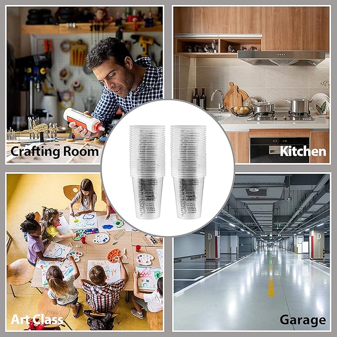 50PCS Resin Epoxy Mixing Cups, DQELFA 8oz Clear Plastic Paint Measuring Cups with 50pcs Wooden Stirring Sticks for Epoxy Resins, Mixing Paint, Pigments, Resins - Image 4