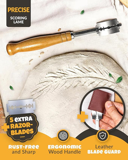 CRUSTLOVE Sourdough Kit inkl. 7 different Bread Making Tools like a 9 inches Sour dough Banneton Bread Proofing Basket - Bread Making Kit, Banneton-Basket, Sourdough-Starter-Kit-Supplies, Baking-Kit - Image 6