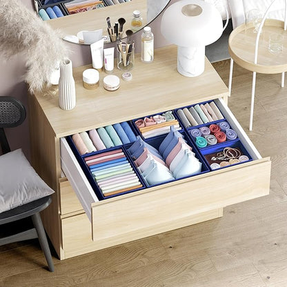 Drawer Organizer Clothes Set of 12 Navy - Dresser Organizer For Nursery, Bedroom, Closet - Perfect Baby Clothes Organizer and Storage & General Nursery Organization or Dresser Drawer Organizers - Image 5