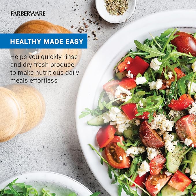Farberware Small Pro Salad Spinner, 3.16 Qt Lettuce Spinner with Pump Mechanism, Colander Basket and Non-Slip Base - Compact Fruit Washer Spinner Bowl for Singles and Couples - Image 5