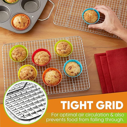 Spring Chef 8.5" x 12" Stainless Steel Cooling Racks, Wire Rack for Baking Sheet - Fits Small Quarter Sheet Pan - Perfect for Cooking, Baking, Grilling, Smoking - Dishwasher Safe - Set of 2 - Image 7