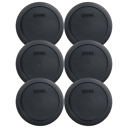Pyrex 7201-PC 4-Cup Black Food Storage Replacement Lid (6-Pack) - Made in USA by Pyrex