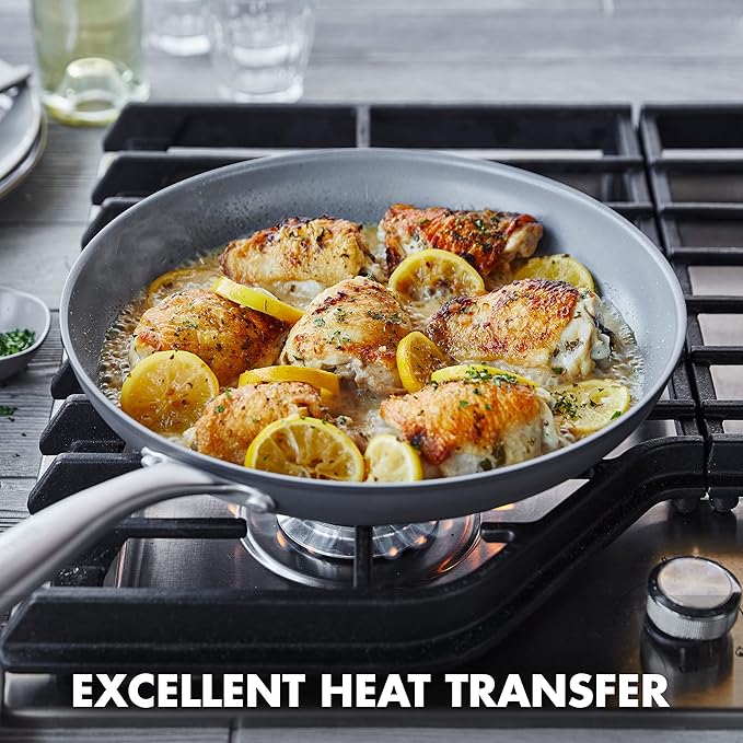 GreenPan Lima Hard Anodized 8" 10" & 12" Frying Pan Skillet Set, Ceramic Nonstick, PFAS-Free Nontoxic Pots & Pans, Oven & Broiler Safe, Stainless Steel Handles, Cookware for Eggs & Omelet, Gray - Image 6