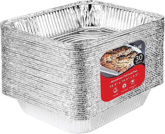 Stock Your Home Aluminum Pans 9x13 Disposable Foil Pans (30 Pack) - Half Size Steam Table Deep Trays - Tin Foil Pans Great for Cooking, Heating, Storing, Prepping Food by StockYourHome