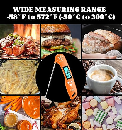 DOQAUS Digital Meat Thermometer, Instant Read Food Thermometer for Cooking with Backlit & Auto-Rotating Display, 4.6” Probe for Grilling, Baking, and Perfect BBQ - Orange - Image 7