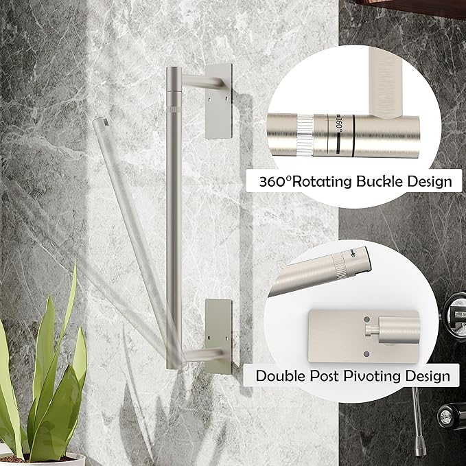RUACQ Paper Towel Holder Under Cabinet, Wall Mounted or Adhesive Stainless Steel Paper Towel Holder,Square Base Paper Towel Rack for Kitchen, RV, Bathroom (Brushed Nickel) (Pack of 2)