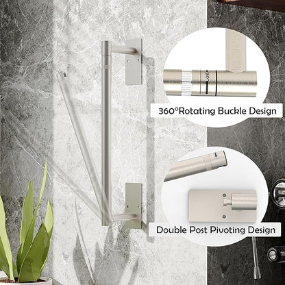RUACQ Paper Towel Holder Under Cabinet, Wall Mounted or Adhesive Stainless Steel Paper Towel Holder,Square Base Paper Towel Rack for Kitchen, RV, Bathroom (Brushed Nickel) (Pack of 2)
