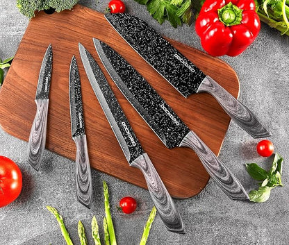 all in one Kitchen Knife Set with Block, 19 PCS High Carbon Stainless Steel Sharp Serrated Steak Knives Set, Chef Knives, Bread Knife, Scissor, Sharpener, - Image 2