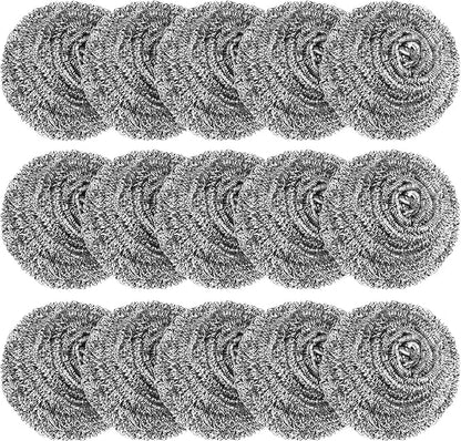 15 Pack Steel Wool Scrubber, Metal Kitchen Scrubbing Sponges, Dishwashing Scouring Pads Heavy Duty, Premium Stainless Steel Scrubbers for Cleaning Dishes Pots and Pans Bathroom Oven (Sliver) by VOPTON - Image 8