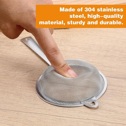 2 Pack Sieve Fine Mesh Stainless Steel, Mesh Strainer with Handle, Fine Meshes Strainers for Cooking Tea Food Strainer, 2 Sizes