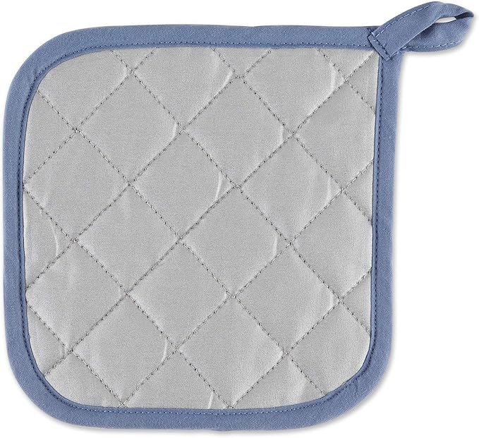 DII Basic Terry Collection Quilted 100% Cotton, Potholder, Stonewash Blue, 3 Piece - Image 2