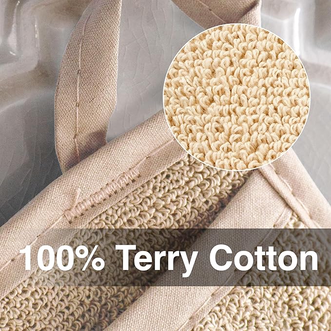 RITZ Terry Pocket Mitt & Hot Pad: Unparalleled Heat Resistant, Durable 100% Cotton – Ergonomically Designed for Optimal Grip – Easy-Care Machine Washable – 4-Pack, Latte - Image 2