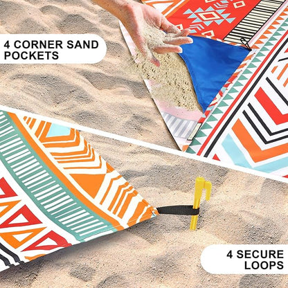 WIWIGO Beach Blanket Waterproof Sandproof Beach Mat 79" X 83"/10'x9'for 2-8 Adults Quick Drying Outdoor Picnic Mat Beach Accessories for Travel, Camping, Hiking - Image 2
