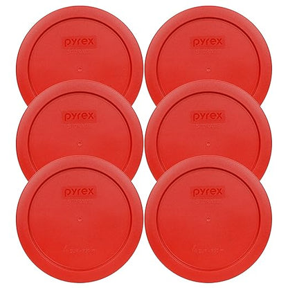Pyrex 7201-PC 4 Cup Poppy Red Food Storage Replacement Lids (6-Pack) - Made in USA by Pyrex