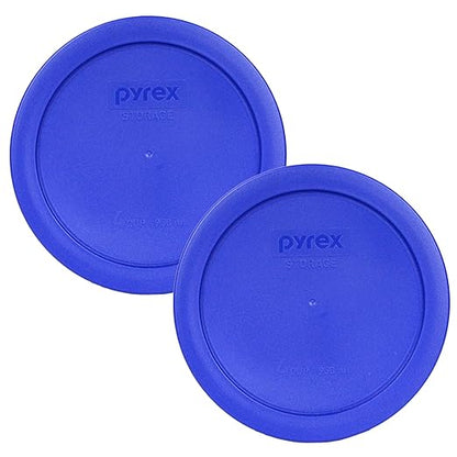 Pyrex Light Blue 4 Cup Round Storage Cover #7201-PC for Glass Bowls - 2 Pack by Pyrex