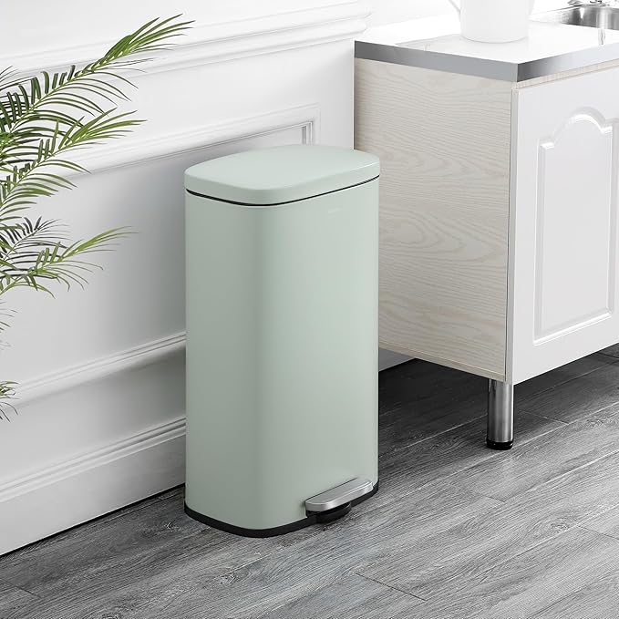 happimess HPM1011H Curtis 8-Gallon Step-Open Trash Can, Fingerprint Resistant, Modern, Minimalistic for Home, Kitchen, Laundry Room, Office, Bedroom, Bathroom, Pistachio Gelato - Image 2