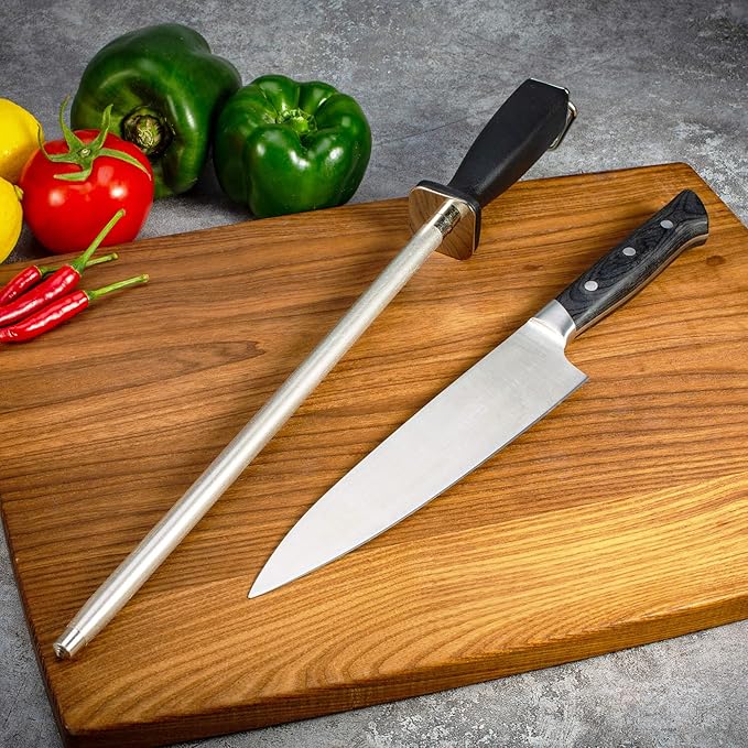 Superior Knife Sharpening Rod, 10 Inch Professional Diamond Brushed Sharpening Steel - Image 8