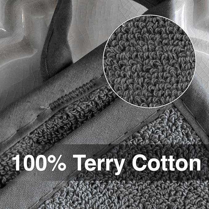 RITZ Terry Pocket Mitt & Hot Pad: Unparalleled Heat Resistant, Durable 100% Cotton – Ergonomically Designed for Optimal Grip – Easy-Care Machine Washable – 4-Pack, Graphite - Image 2