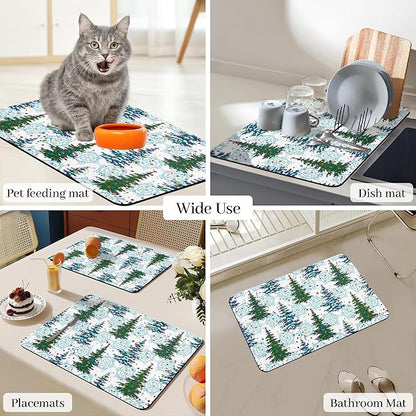 Bloss Christmas Drying Mat, 16"x24" Absorbent Coffee Mat with Waterproof Rubber Back, Fit Under Coffee Maker Machine / Counter - Image 7