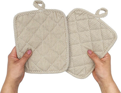 American Linen Pot Holders, Hot Pads, Table Pads for Kitchen and Dining Table, Non Slip Heat Resistant Hot Pot Holder (Beige, 4 Pack)