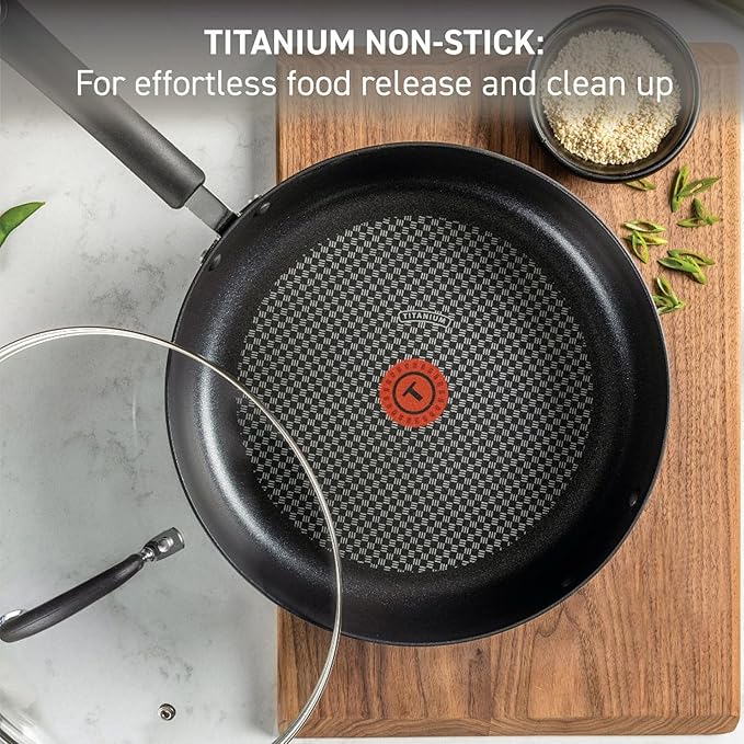T-Fal Ultimate Hard Anodized Nonstick Fry Pan With Lid 12 Inch, Oven Broiler Safe 400F, Lid Safe 350F, Cookware, Pots and Pans, Kitchen Frying Pans, Skillets, Home, Dishwasher Safe, Onyx - Image 2