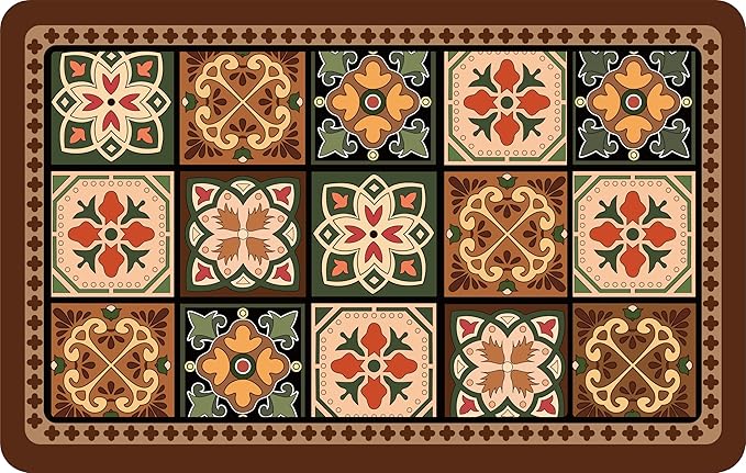 Boho Dish Drying Mat for Kitchen Counter - Super Absorbent Faux Leather Kitchen Mat, Quick Dry & Non-Slip Countertop Protector, Aesthetic Bohemian Decor for Coffee Bar (12"x19", Boho)