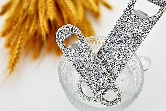 Beer Bottle Opener Diamond Bling Crystal Opener for Beer, Can, Soda Personalized Bartender Bottle Opener for Bar, Party, Travel,Church Package-2Pcs