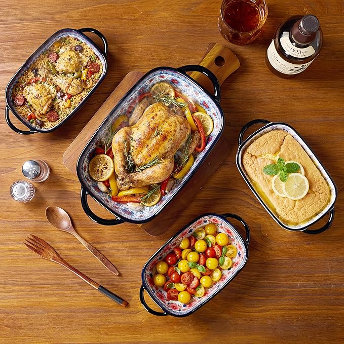 Ceramic Casserole Dishes for Oven, Hand-painted Polish Pottery Baking Dish Set of 2, 0.8QT / 2QT Porcelain Casserole Dishes with Handles, Baking Pan Lasagna Pan, Gift for Family/Friend (Blue) - Image 7