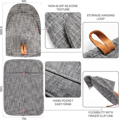 4Pcs Heat Resistant Oven Mitts & Potholders (Up to 500°F), Flexible Kitchen Accessories for BBQ, Baking, Microwave, Stovetop Use and More (Gray) - Image 2