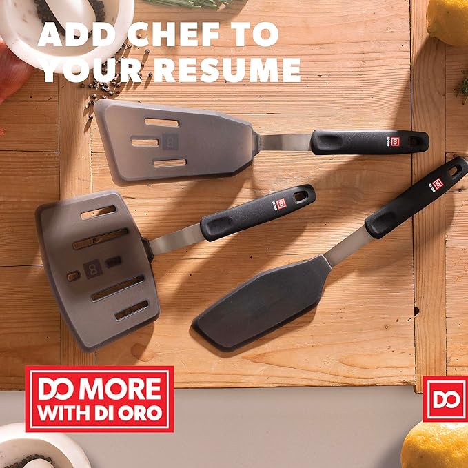 DI ORO Spatulas for Kitchen Use - Forever Warranty - 600°F Heat-Resistant Silicone - Turner Spatula Set for Cooking - BPA Free Wide Pancake Spatulas - Egg Flippers for Nonstick Cookware Safe (3pc) - Image 8