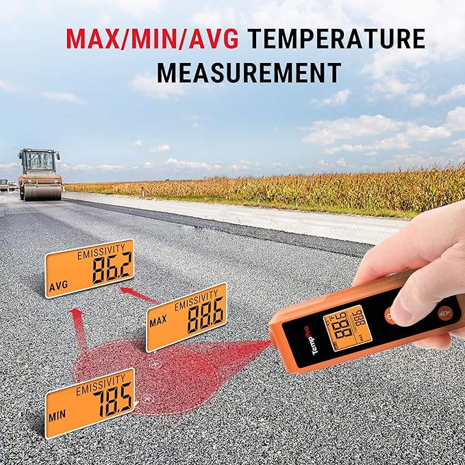 TempPro TP410 Infrared Thermometer Gun Non-Contact Laser Thermometer Gun for Cooking, Temperature Gun with Range -58℉~1022℉ for Pizza Oven Accessories, Griddle, HVAC, Engine(Previously ThermoPro) - Image 6