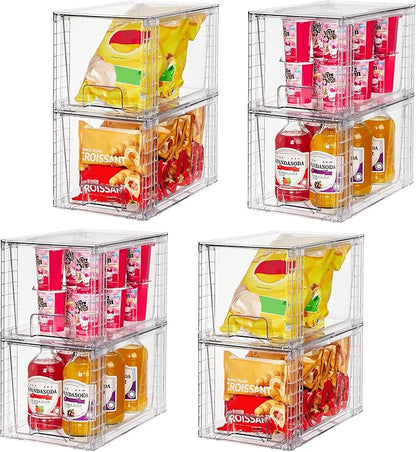 Vtopmart 8 Pack Large Stackable Storage Drawers,Clear Acrylic Drawer Organizers with Handles, Easily Assemble for Fridge, Bathroom,Kitchen Undersink,Cabinet,Pantry Organization and Storage - Image 6