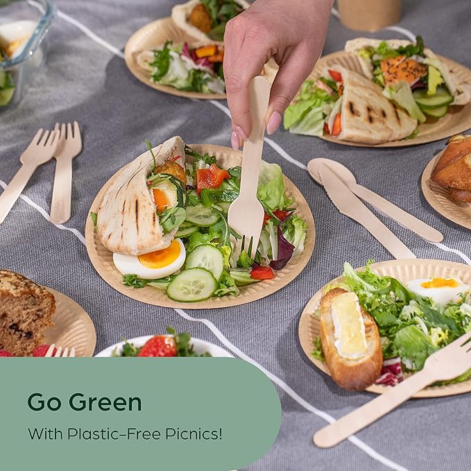 PURPLECLAY Wooden Disposable Forks (300 PCS) FSC Certified Wood Compostable Forks, Eco-Friendly Compostable Utensils for Party, Plastic-Free Wood Utensil, Bamboo Utensils Alternative, Fork for Eating - Image 7