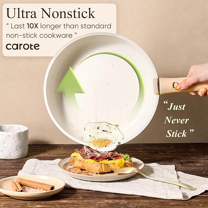 CAROTE 33pcs Pots and Pans Non Stick, Cookware Sets Detachable Handle, Induction Kitchen Pots and Pans, NonStick Cooking Set, Oven/Dishwasher/Fridge Safe, Space Saving - Image 5