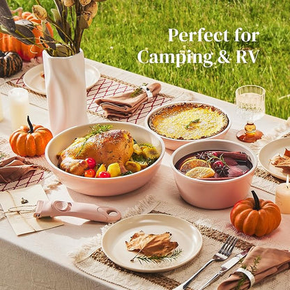 Redchef Ceramic Cookware Set, Removable Handle Pots and Pans Non-Stick, Rv Cookware Set, Non-Toxic Pots and Pans Set No PFAS, PTFE, PFOA, Detachable Pots and Pans, Dishwasher & Oven Safe (Pink) - Image 3