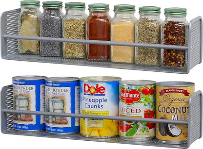 Simple Houseware Wall Mounted Spice Rack, Silver, Set of 2